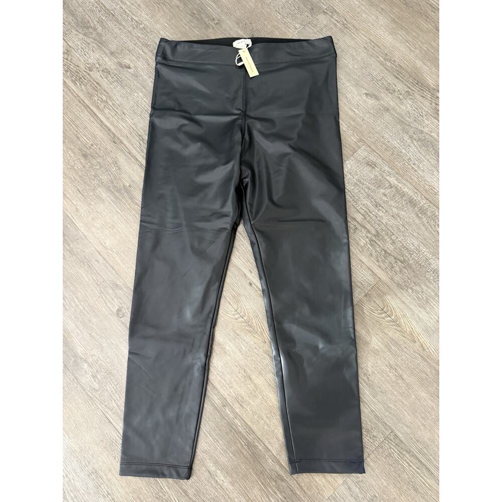 NWT Max Studio Faux Leather Stretch Leggings Pants High Rise Black Size XL